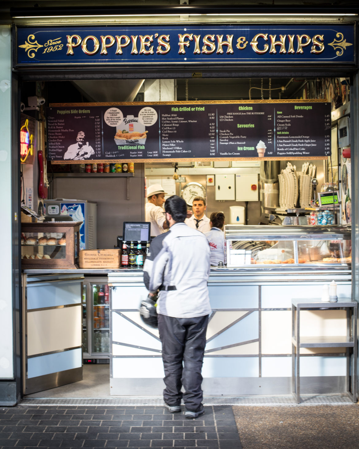 Fish and Chips do Poppie’s – Spitalfieds Market Londres